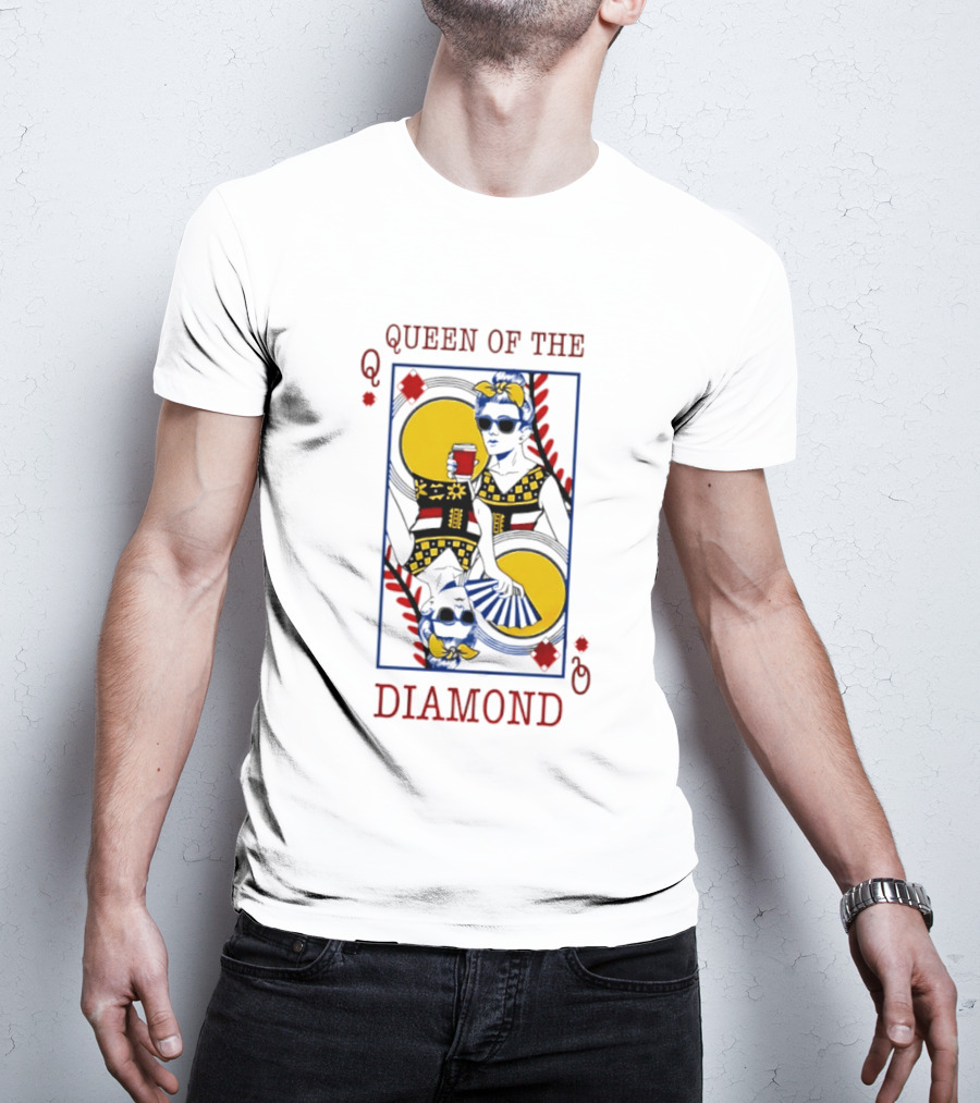 Queen Of The Diamond Playing Card Baseball T-Shirt