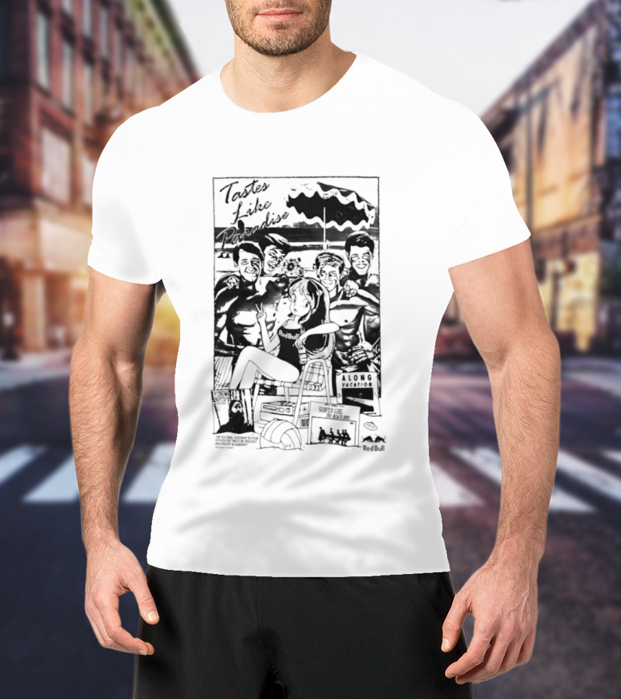 Tastes Like Paradise Vacation Surfer Girl The Beach Boys Red Bull T-Shirt