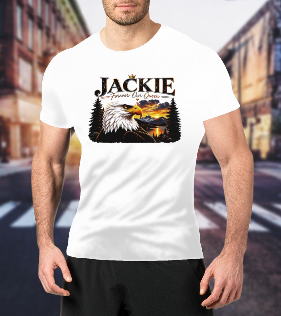 Jackie Forever Our Queen Eagle Sunset Mountain Scene T-Shirt