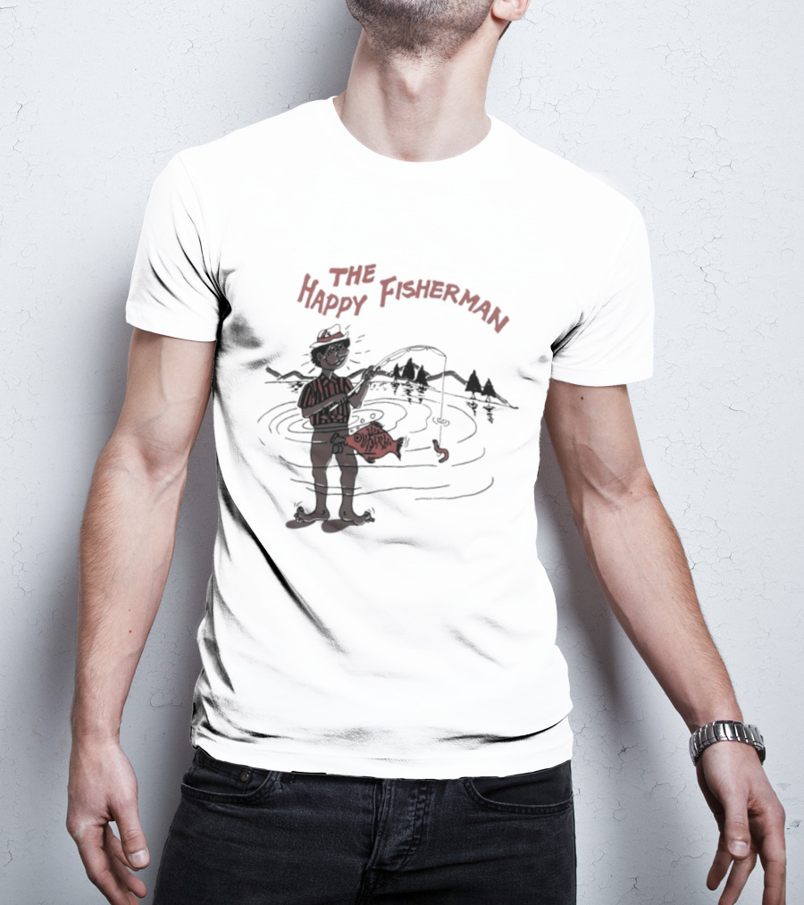 The Happy Fisherman Catching Fish In Scenic Lake Humor T-Shirt