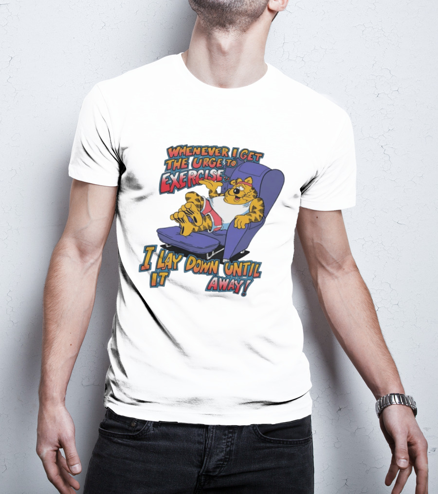 Whenever I Get The Urge To Exercise Cartoon Cat Lounging Until It Goes Away T-Shirt