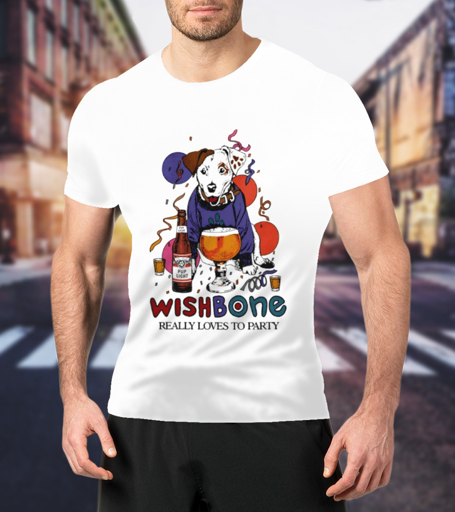 Wishbone Really Loves To Party Dog Beer Celebration T-Shirt