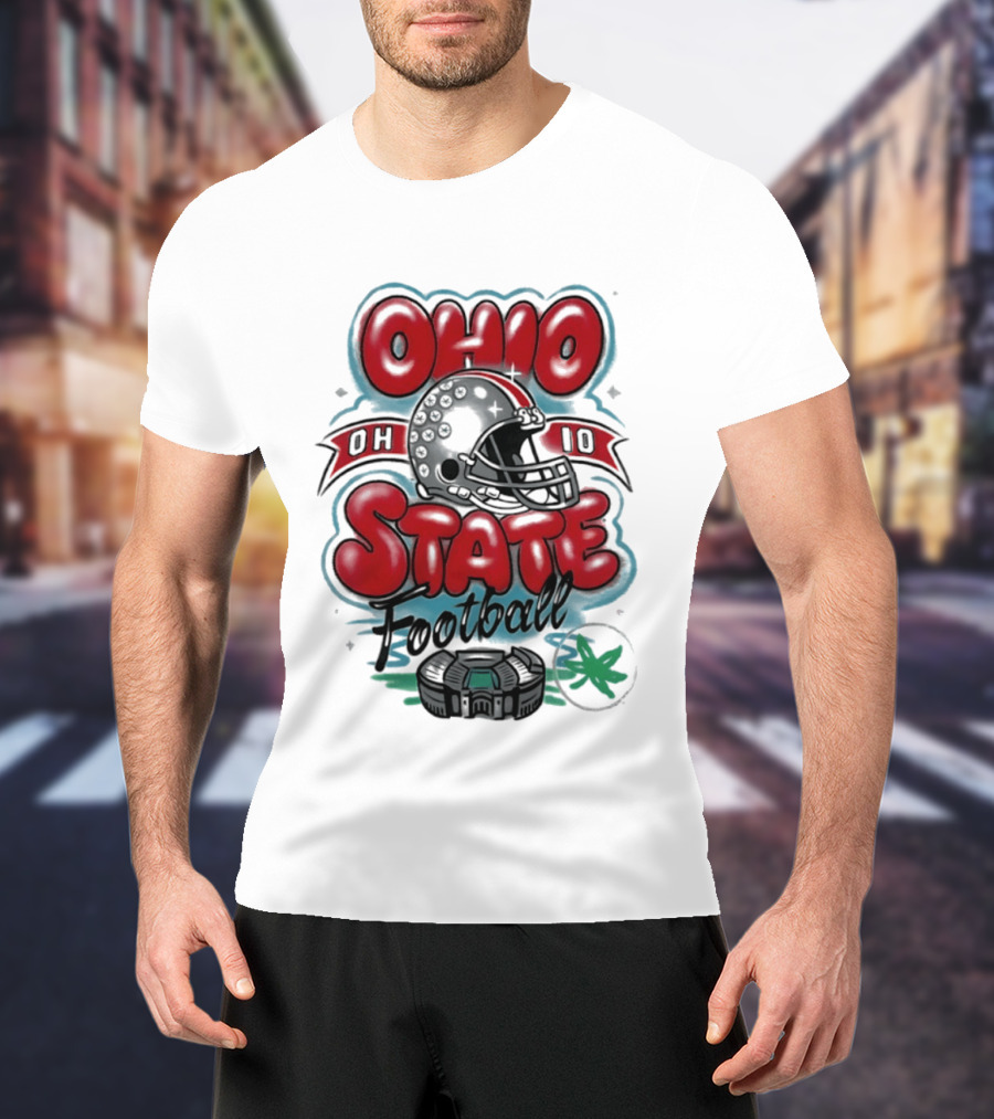 Ohio State Buckeyes Football 90s Bootleg Airbrush Helmet Stadium T-Shirt