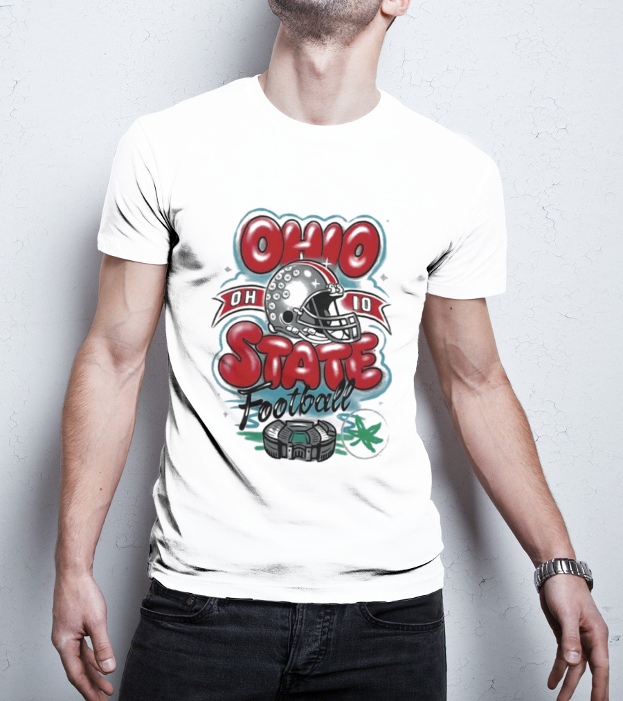 Ohio State Buckeyes Football 90s Bootleg Airbrush Helmet Stadium T-Shirt