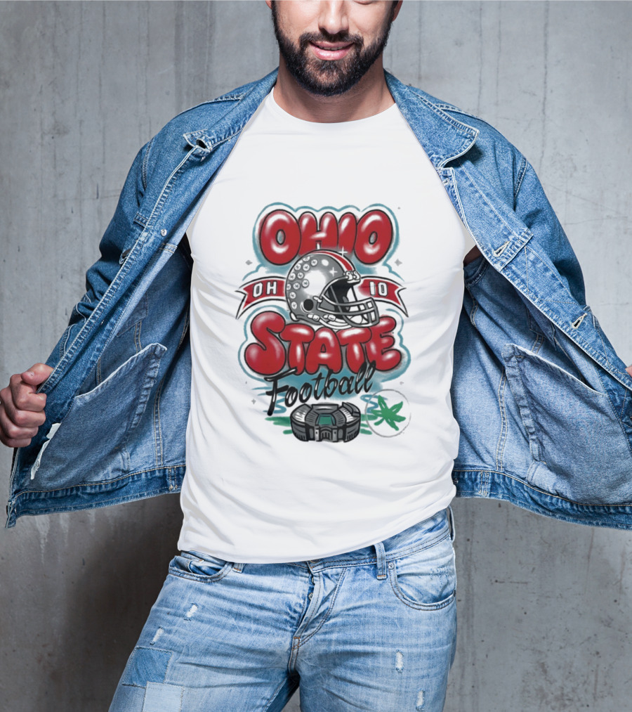 Ohio State Buckeyes Football 90s Bootleg Airbrush Helmet Stadium T-Shirt
