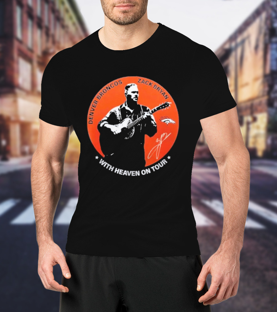 Denver Broncos 2026 Zach Bryan With Heaven On Tour Football Collaboration T-Shirt