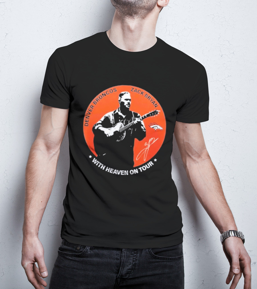 Denver Broncos 2026 Zach Bryan With Heaven On Tour Football Collaboration T-Shirt