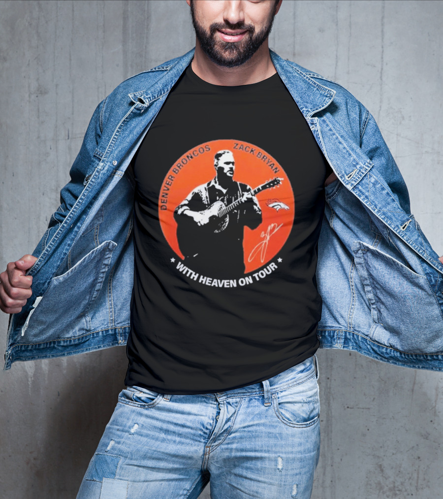 Denver Broncos 2026 Zach Bryan With Heaven On Tour Football Collaboration T-Shirt