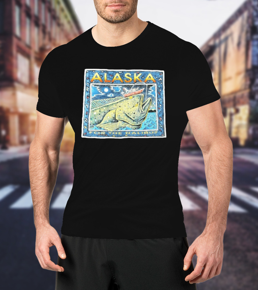 Alaska For The Halibut Fishing Adventure Under Moonlit Sky T-Shirt