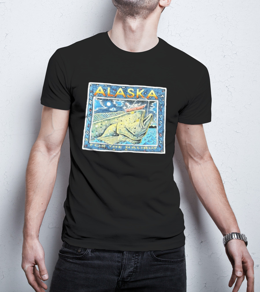 Alaska For The Halibut Fishing Adventure Under Moonlit Sky T-Shirt