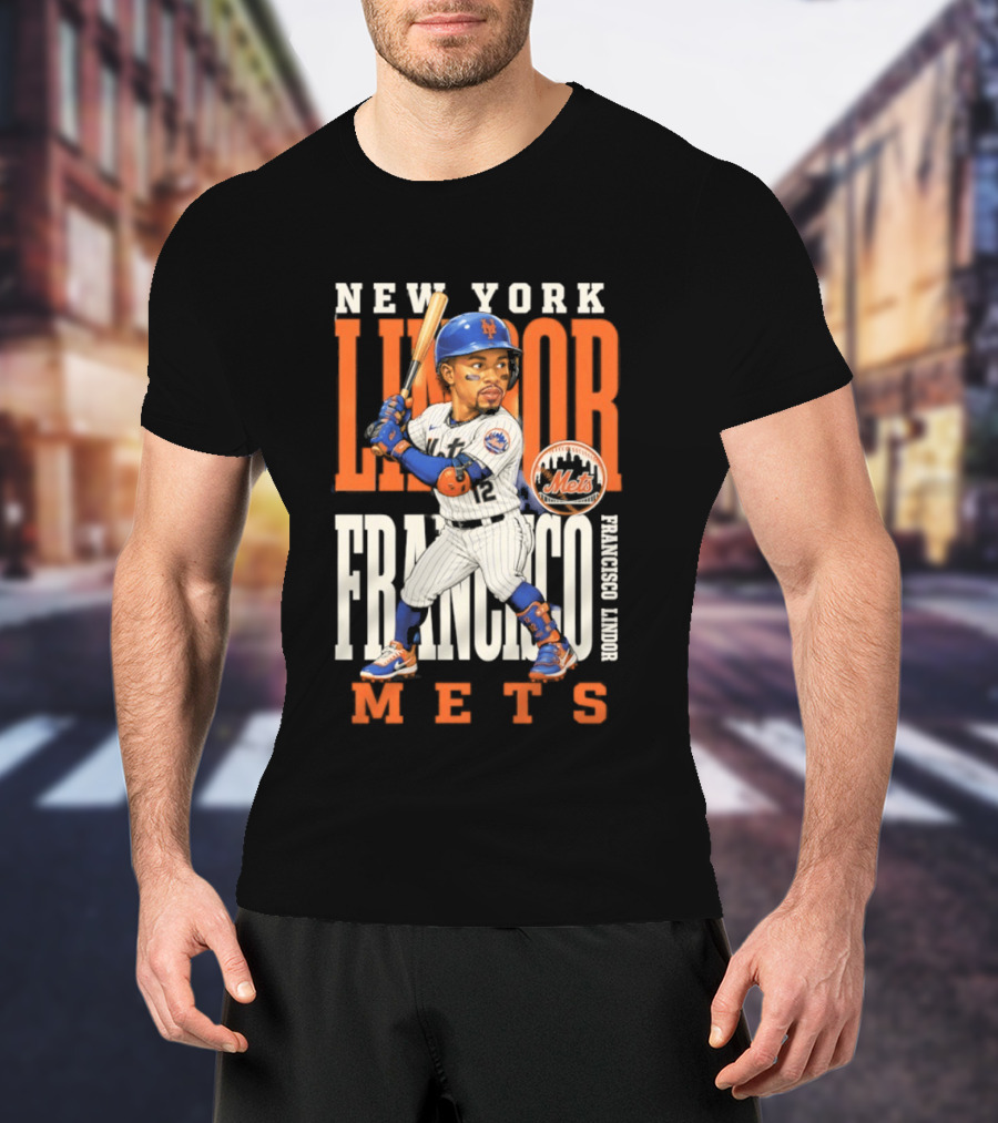 New York Lindor Francisco Mets 2026 Baseball Caricature T-Shirt