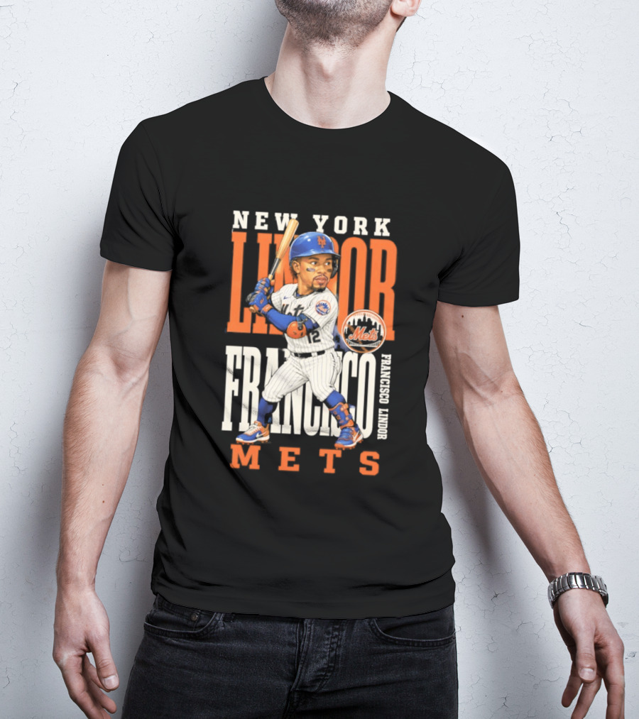New York Lindor Francisco Mets 2026 Baseball Caricature T-Shirt