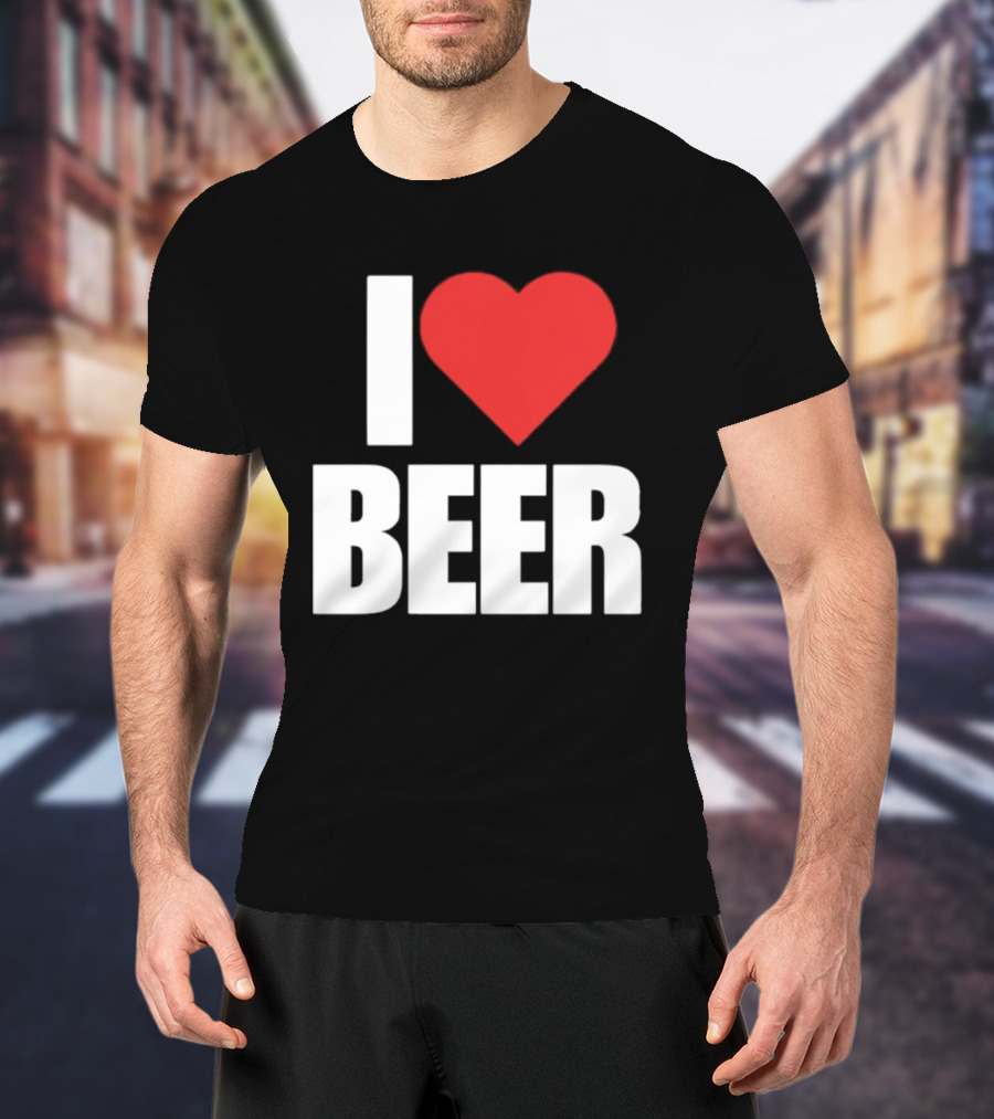 I Love Beer Bold Red Heart T-Shirt