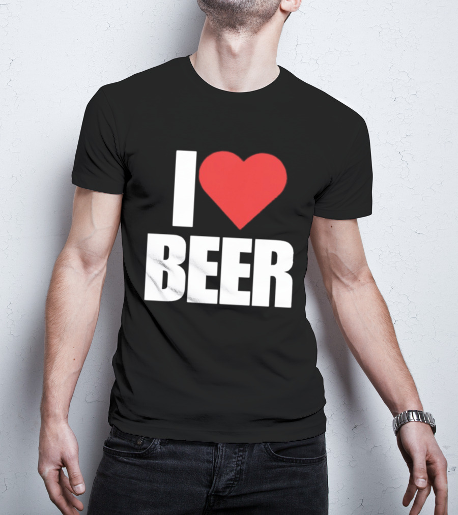 I Love Beer Bold Red Heart T-Shirt