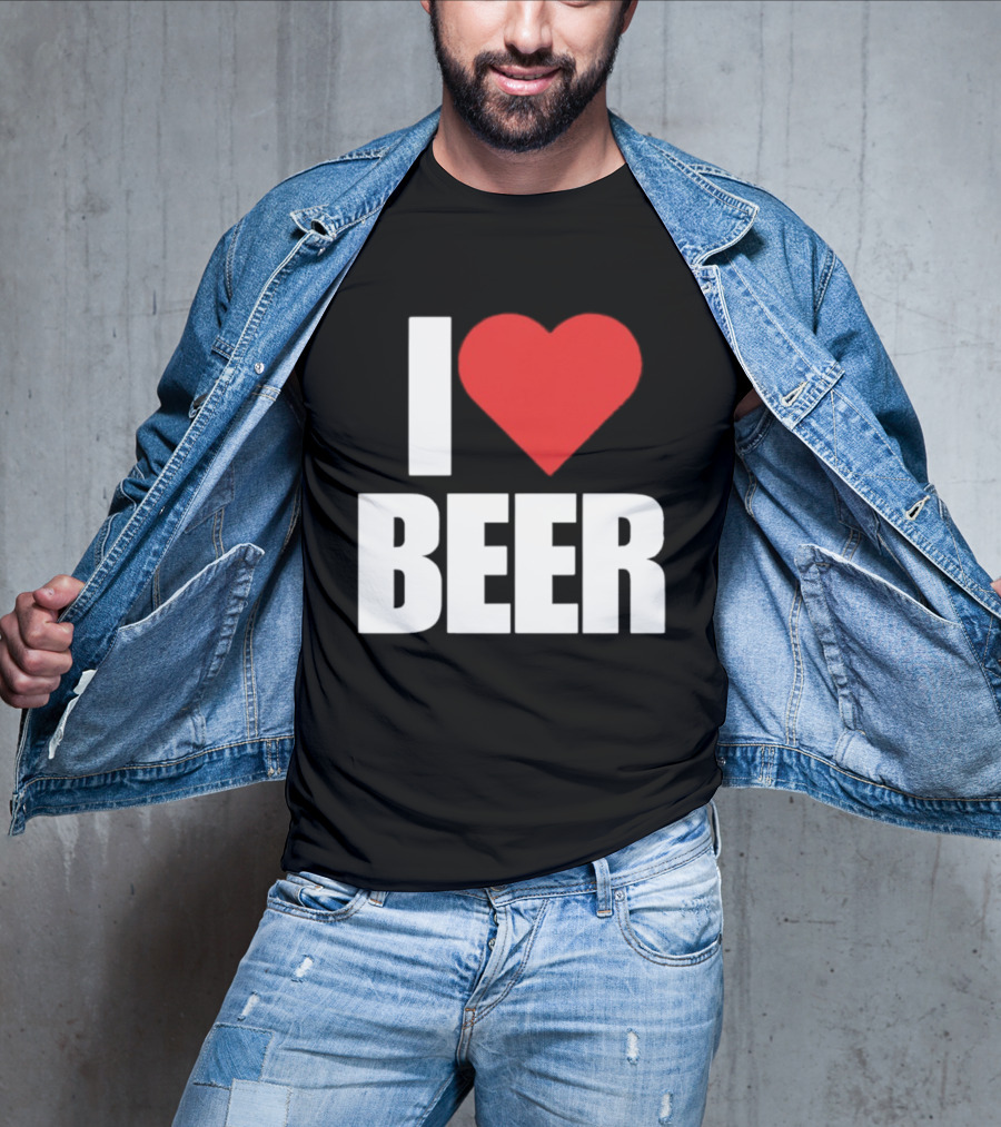 I Love Beer Bold Red Heart T-Shirt