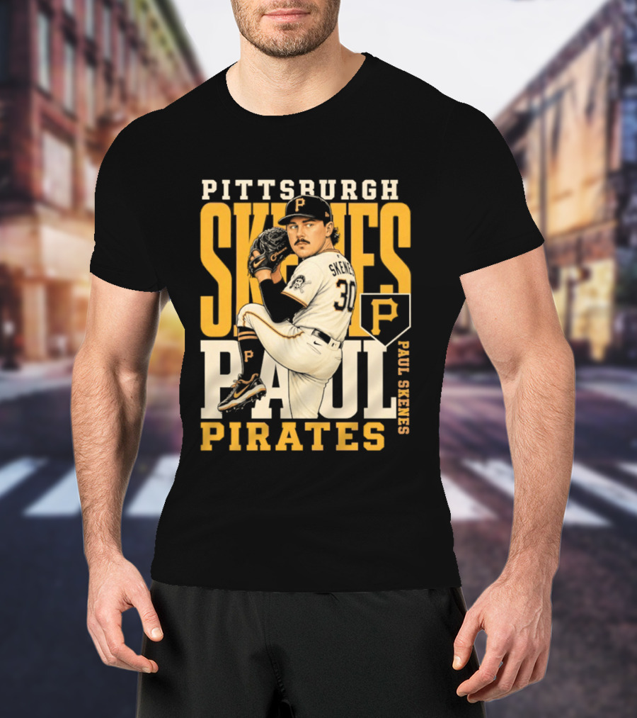 Pittsburgh Pirates Paul Skenes 34 Baseball Player Caricature 2026 Season T-Shirt