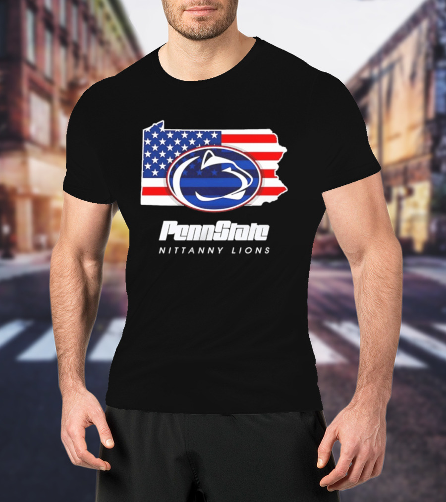 Penn State Nittany Lions Pennsylvania Flag American Pride T-Shirt