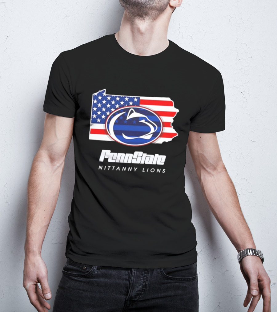Penn State Nittany Lions Pennsylvania Flag American Pride T-Shirt