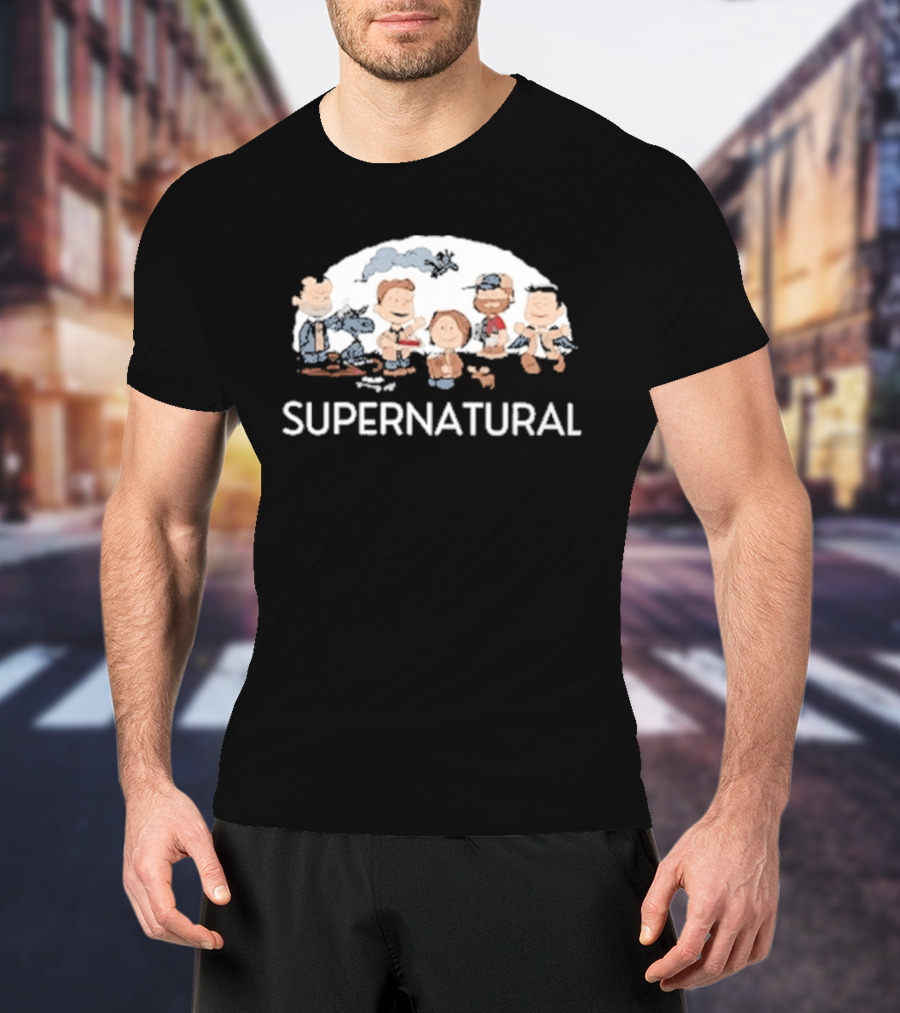 Supernatural Peanuts Cartoon Crossover Characters Collection T-Shirt