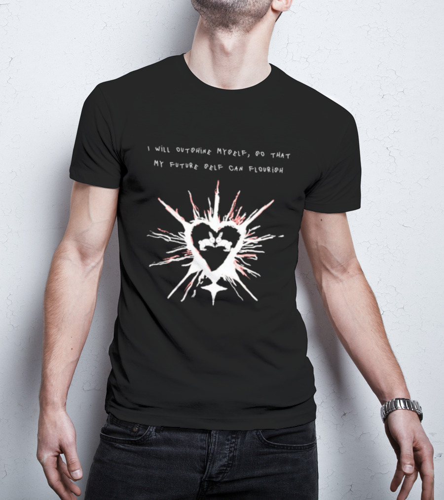 I Will Outshine Myself So That My Future Self Can Flourish Rabbits Heart Motif T-Shirt