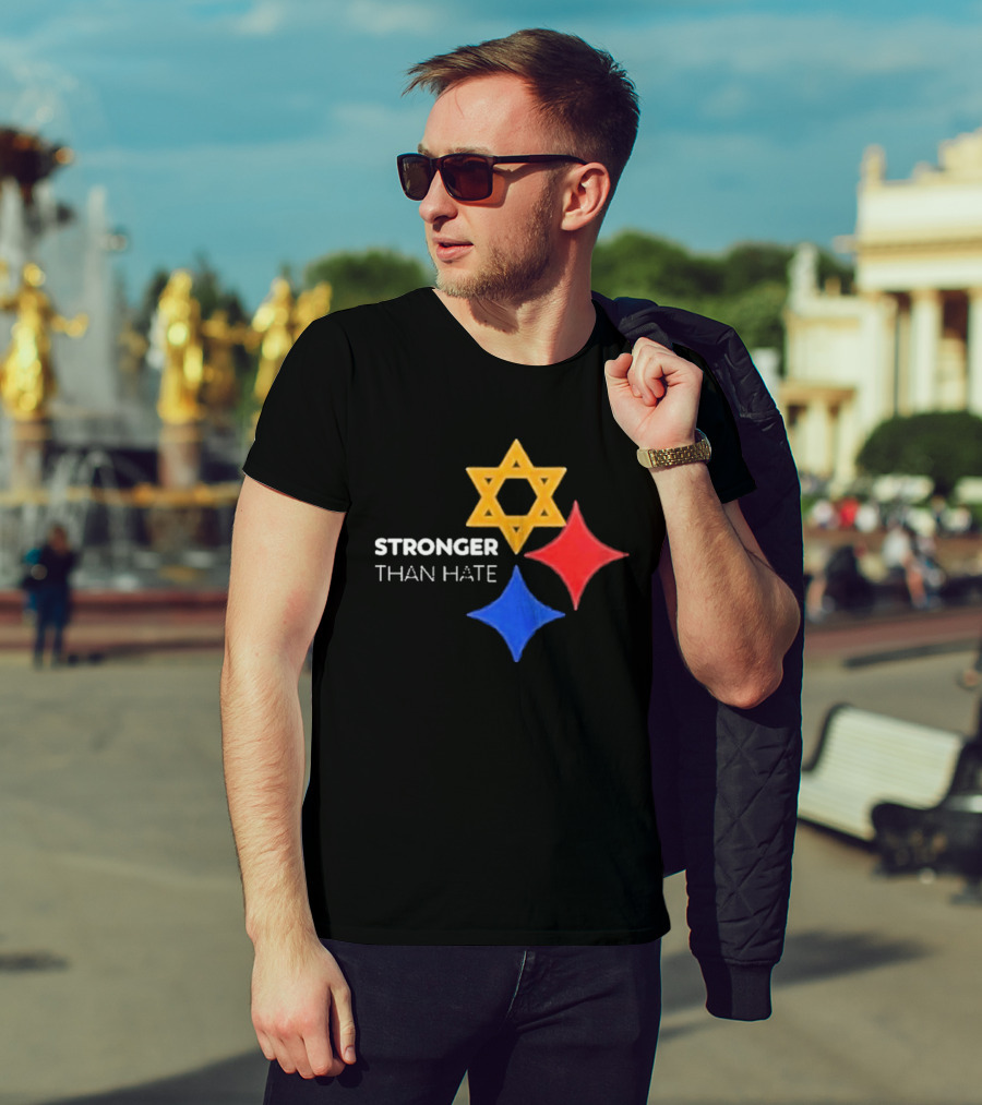 Pittsburgh Steelers Stronger Than Hate Star Of David Yellow Red Blue T-Shirt