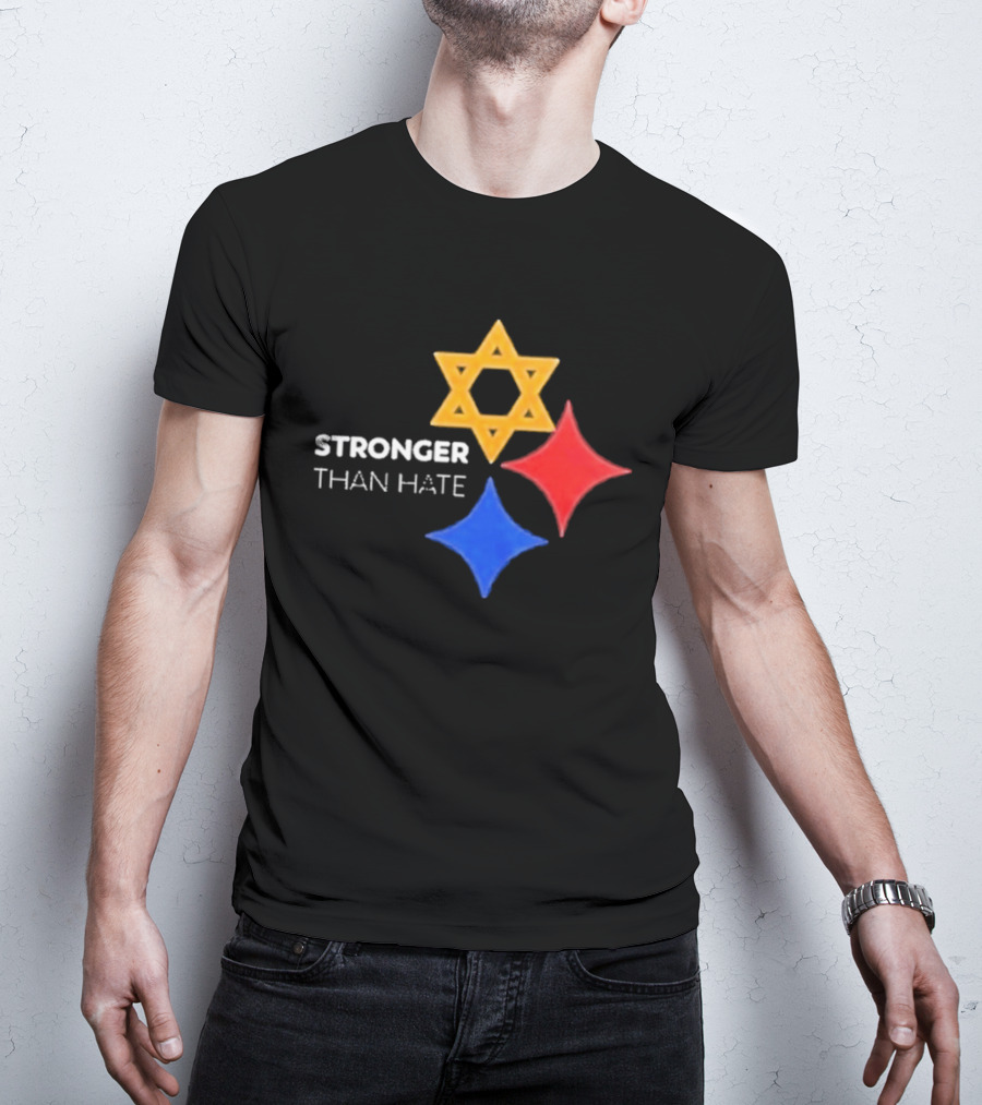 Pittsburgh Steelers Stronger Than Hate Star Of David Yellow Red Blue T-Shirt