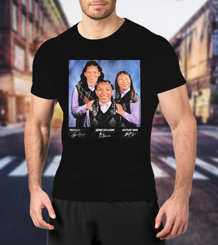 Veronica Burton Gabby Williams Kaitlyn Chen Step Brothers Argyle Sweater Purple T-Shirt