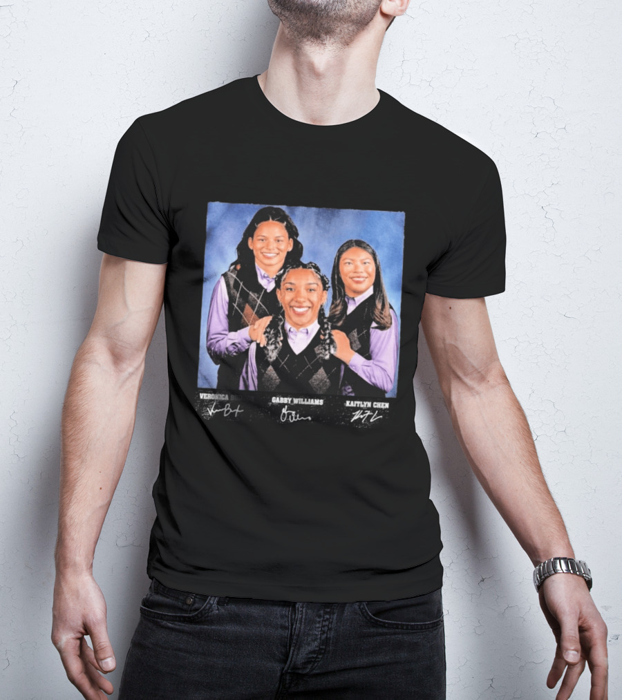 Veronica Burton Gabby Williams Kaitlyn Chen Step Brothers Argyle Sweater Purple T-Shirt