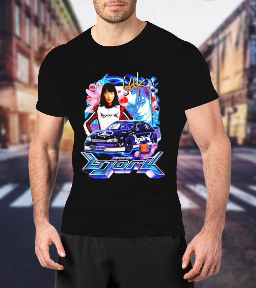 Vintage Bjork Racing Car Graphic Icelandic Music T-Shirt