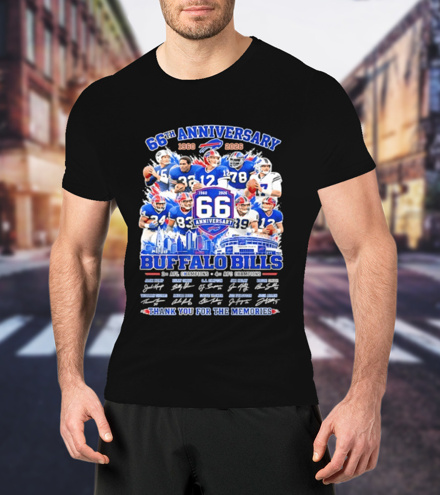 66th Anniversary Buffalo Bills 1960 2026 AFL Champions Thank You For The Memories T-Shirt