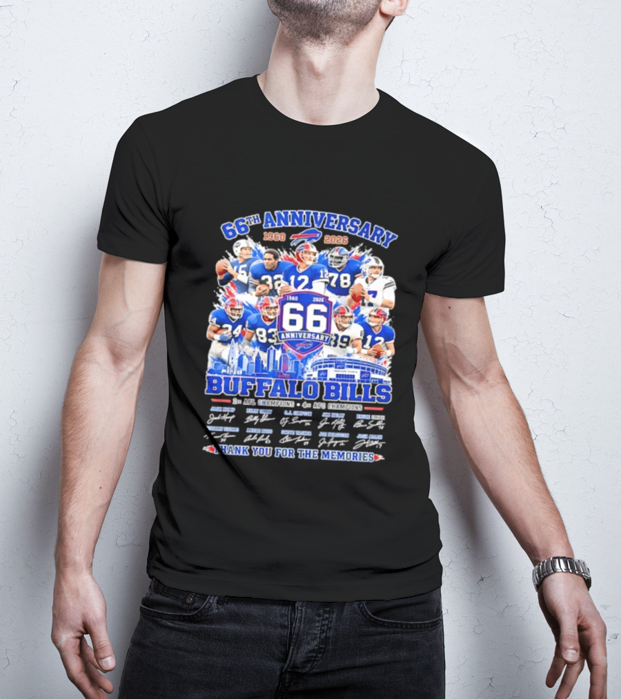 66th Anniversary Buffalo Bills 1960 2026 AFL Champions Thank You For The Memories T-Shirt