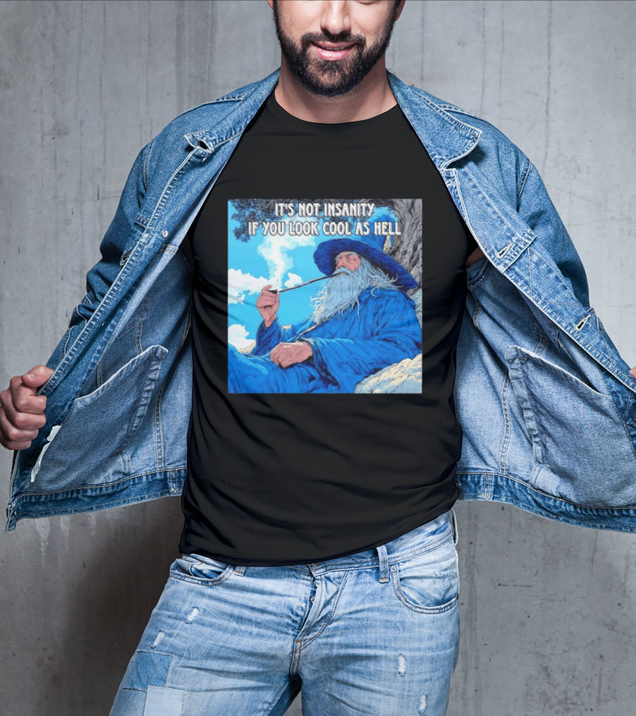 It's Not Insanity If You Look Cool As Hell Wizard Smoking Pipe T-Shirt