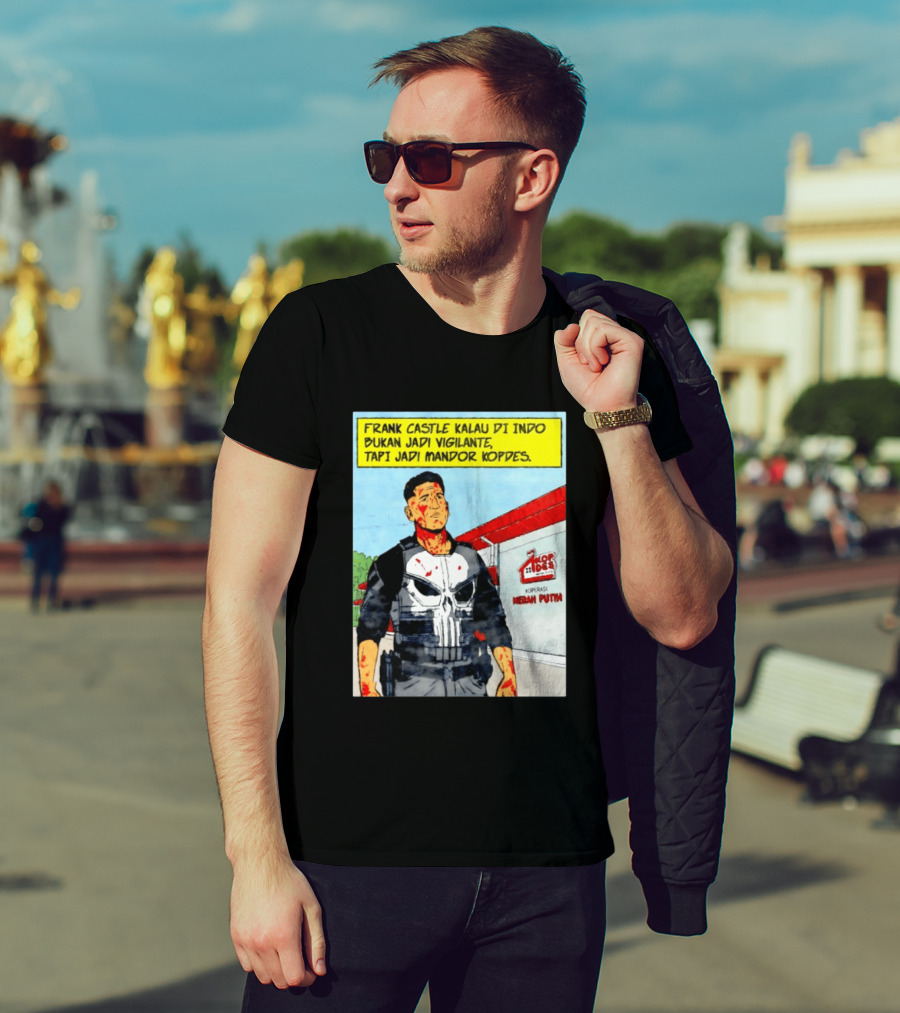 Frank Castle Kalau Di Indo Bukan Jadi Vigilante Tapi Jadi Mandor Kopdes Koperasi Merah Putih Marvel Comics T-Shirt