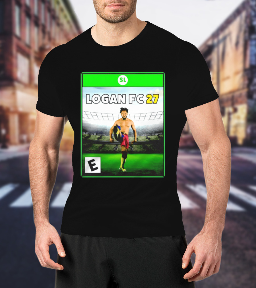 LOGAN FC 27 Soccer Game Box Art With Player In Stadium T-Shirt