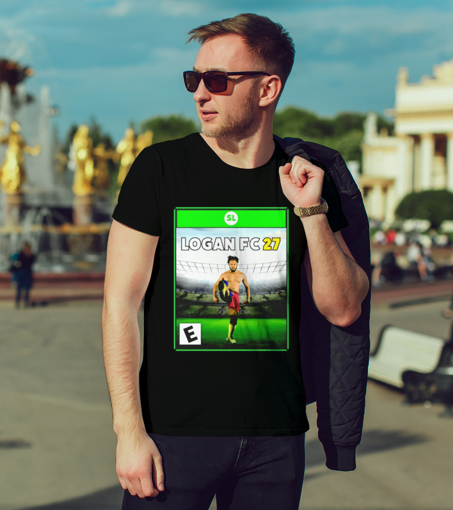 LOGAN FC 27 Soccer Game Box Art With Player In Stadium T-Shirt