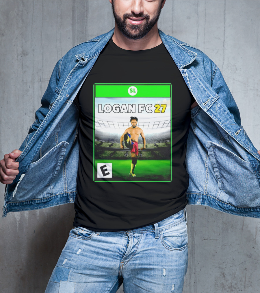 LOGAN FC 27 Soccer Game Box Art With Player In Stadium T-Shirt
