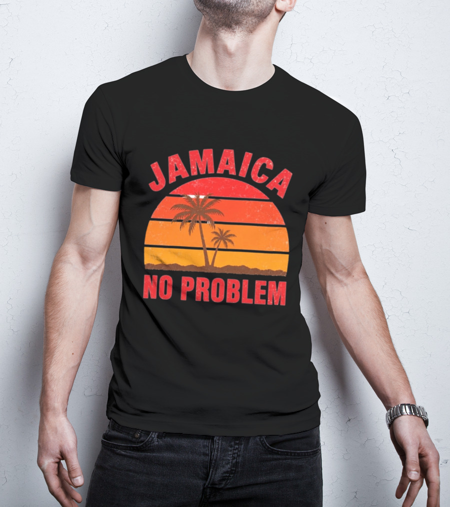 Jamaica No Problem Sunset Palm Trees Vintage Island Vibes T-Shirt