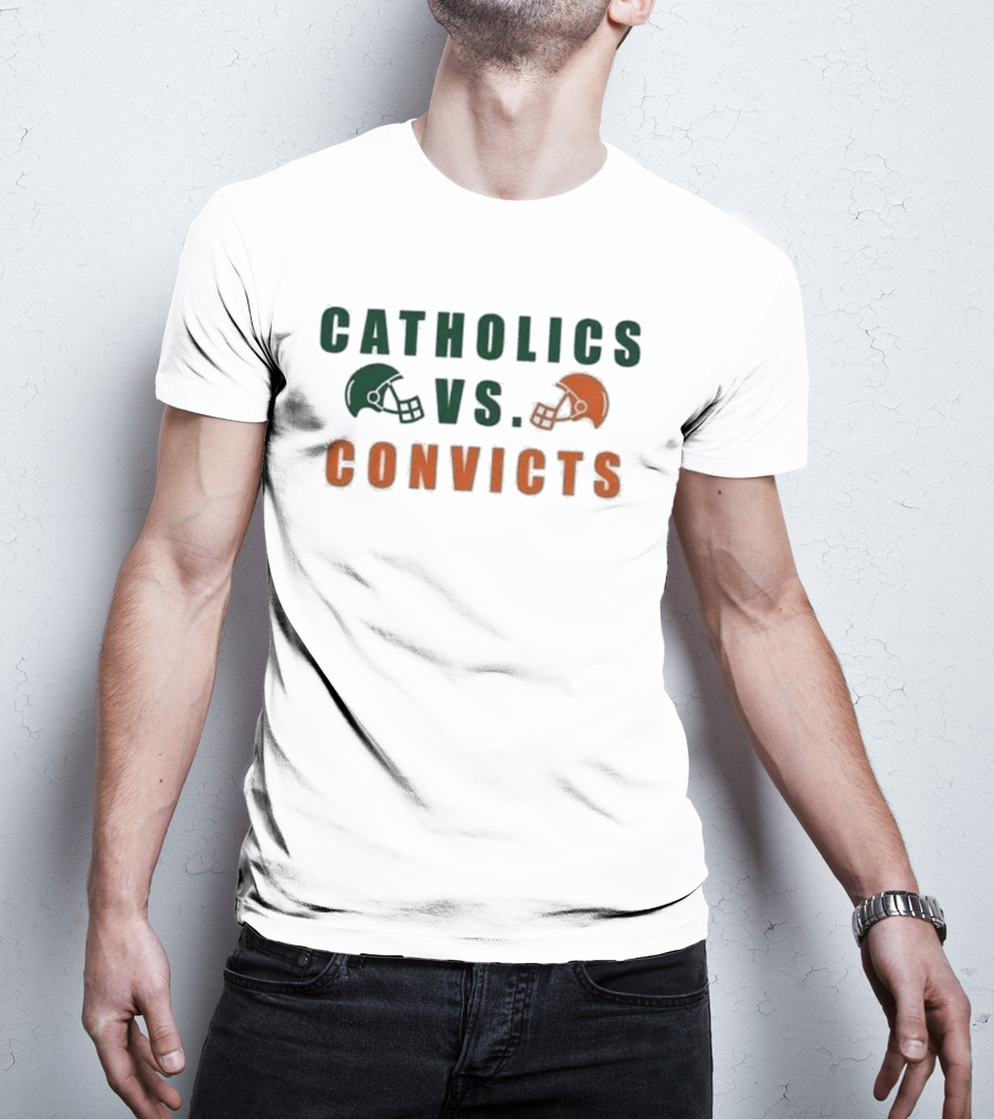 Catholics Vs Convicts Football Rivalry Gameday Helmets T-Shirt