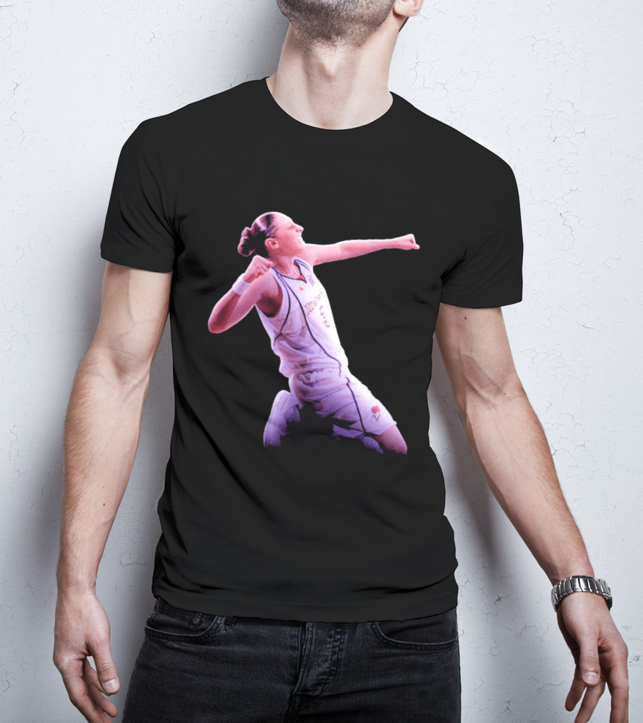 Taurasi Number 5 White Jersey Phoenix Mercury Victory Pose T-Shirt