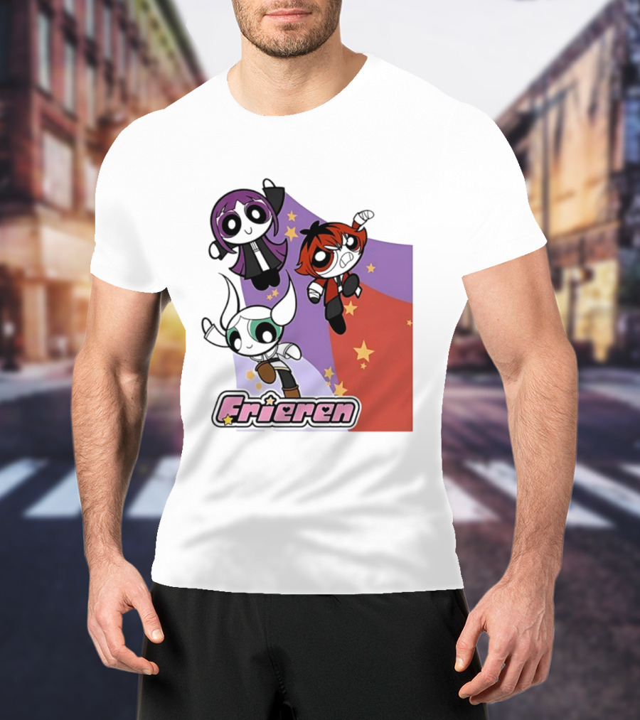 Frieren Characters In Powerpuff Girls Style With Stars T-Shirt