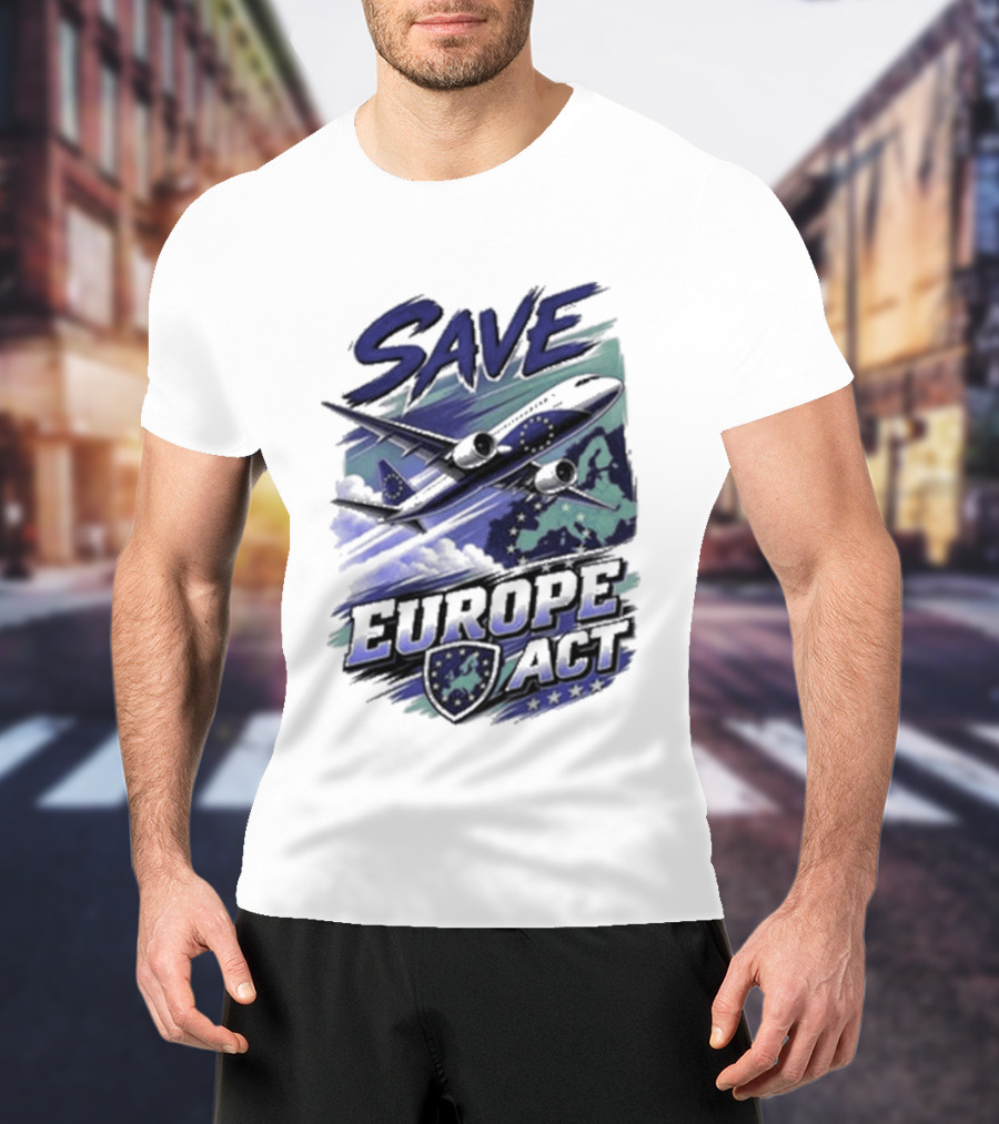 Save Europe Act 2026 Airplane Map Stars T-Shirt