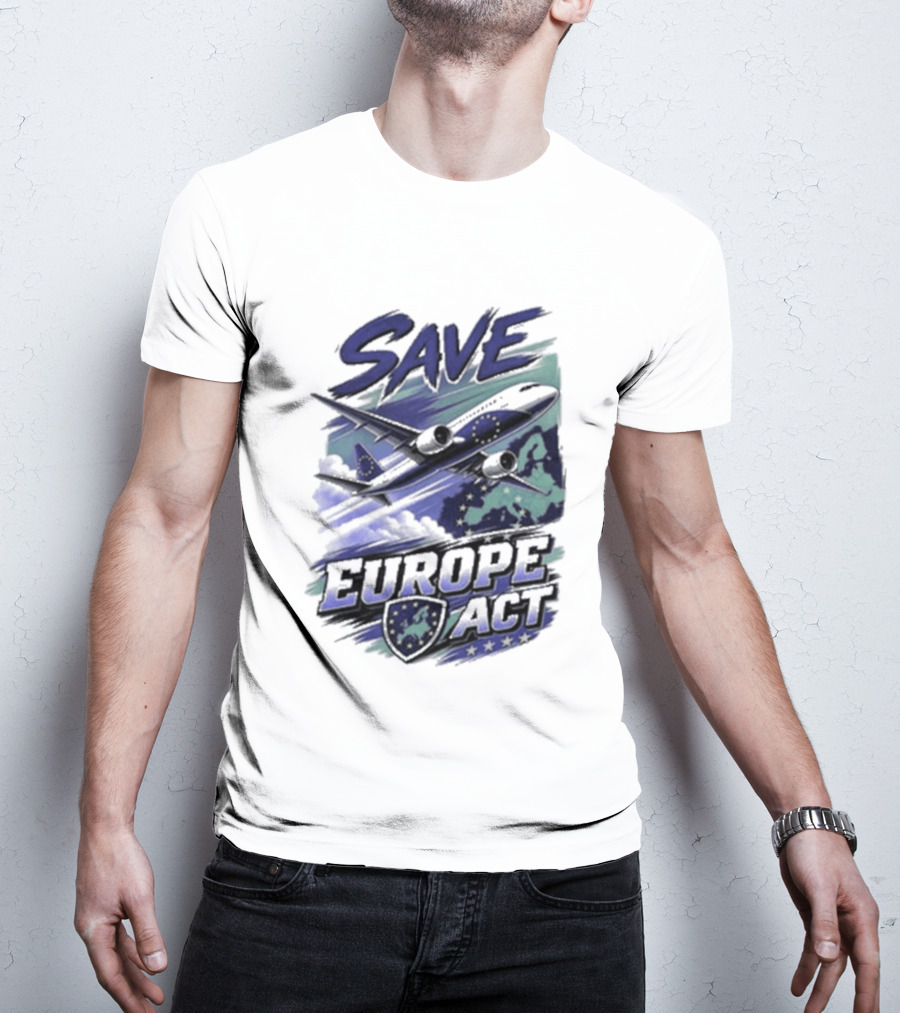 Save Europe Act 2026 Airplane Map Stars T-Shirt