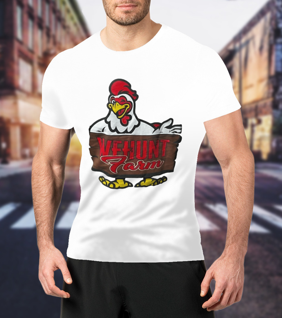 Wehunt Farm Chicken Winking Rooster With Red And Yellow Accents T-Shirt
