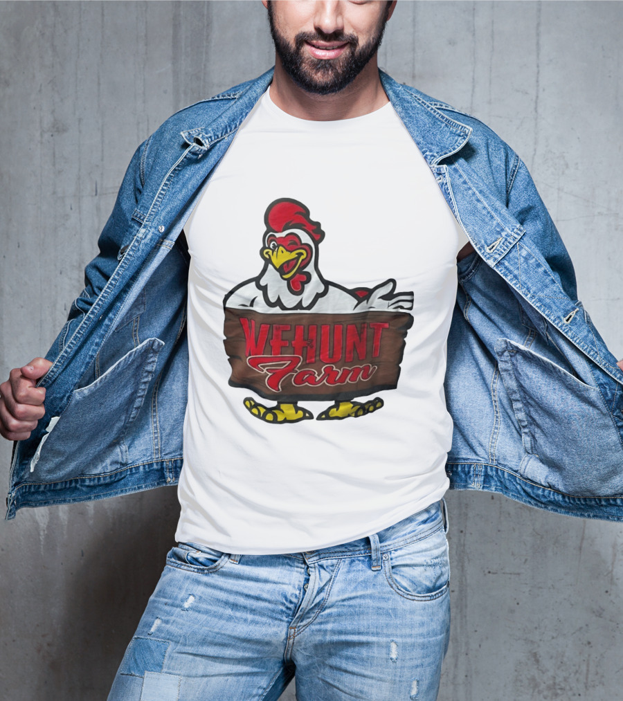 Wehunt Farm Chicken Winking Rooster With Red And Yellow Accents T-Shirt
