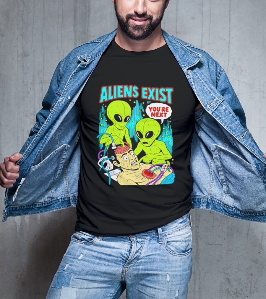 Aliens Exist You Are Next Green Alien Abduction Teen Hearts T-Shirt
