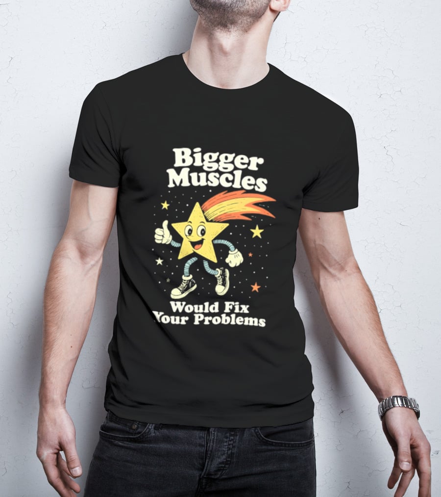 Bigger Muscles Star Cartoon Thumbs Up Encouragement T-Shirt