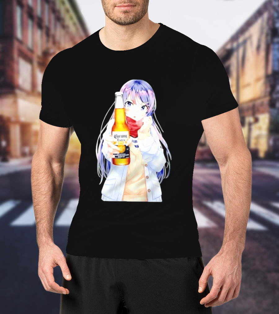 Mai Sakurajima Holding Corona Extra Rascal Does Not Dream Of Bunny Girl Senpai Anime T-Shirt