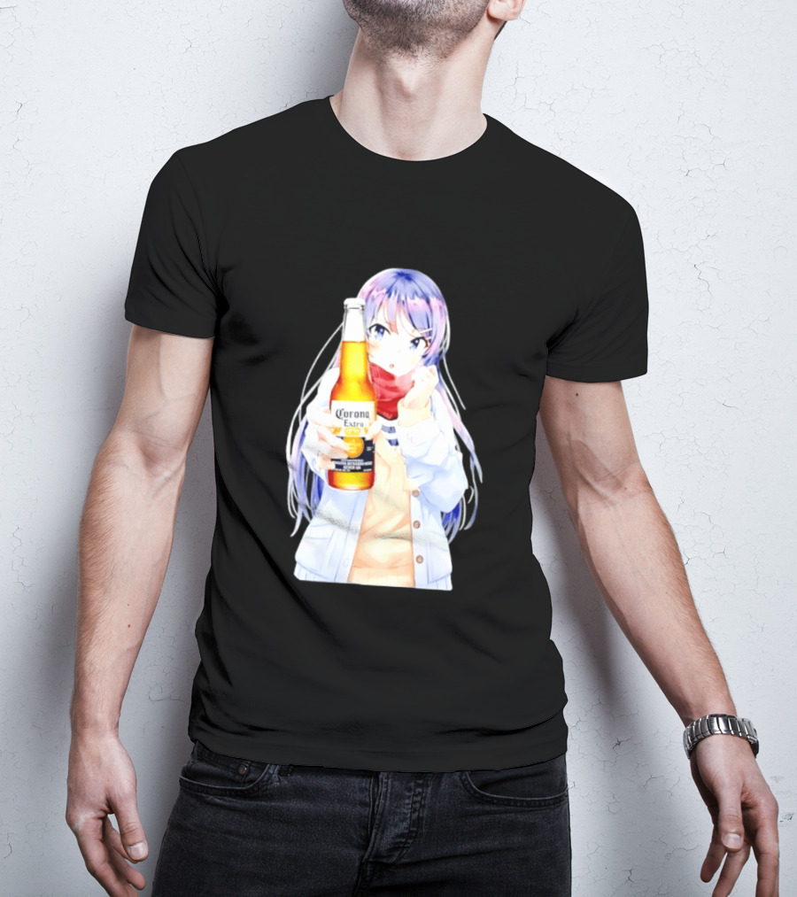 Mai Sakurajima Holding Corona Extra Rascal Does Not Dream Of Bunny Girl Senpai Anime T-Shirt