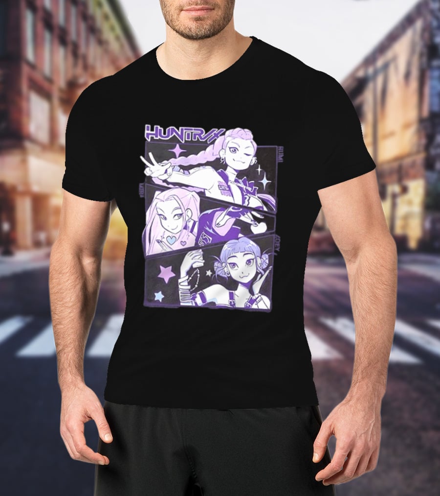 Huntrix Rumi Mira Zoey K POP World Tour Demon Hunters 2 Sided T-Shirt