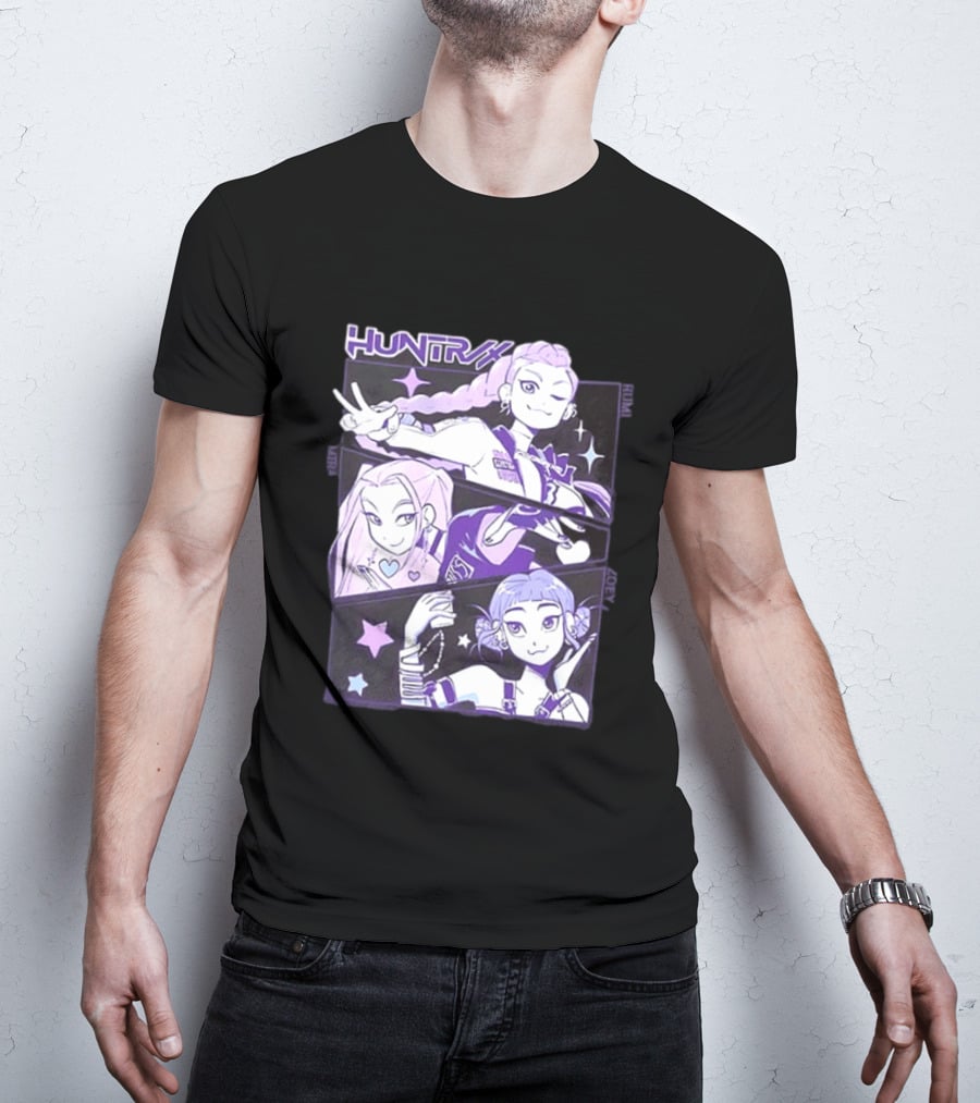 Huntrix Rumi Mira Zoey K POP World Tour Demon Hunters 2 Sided T-Shirt